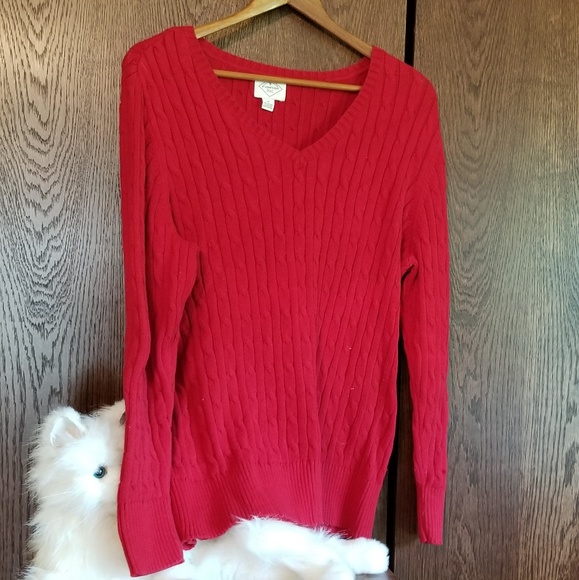 St. John's Bay  V neck red sweater - Picture 1 of 2